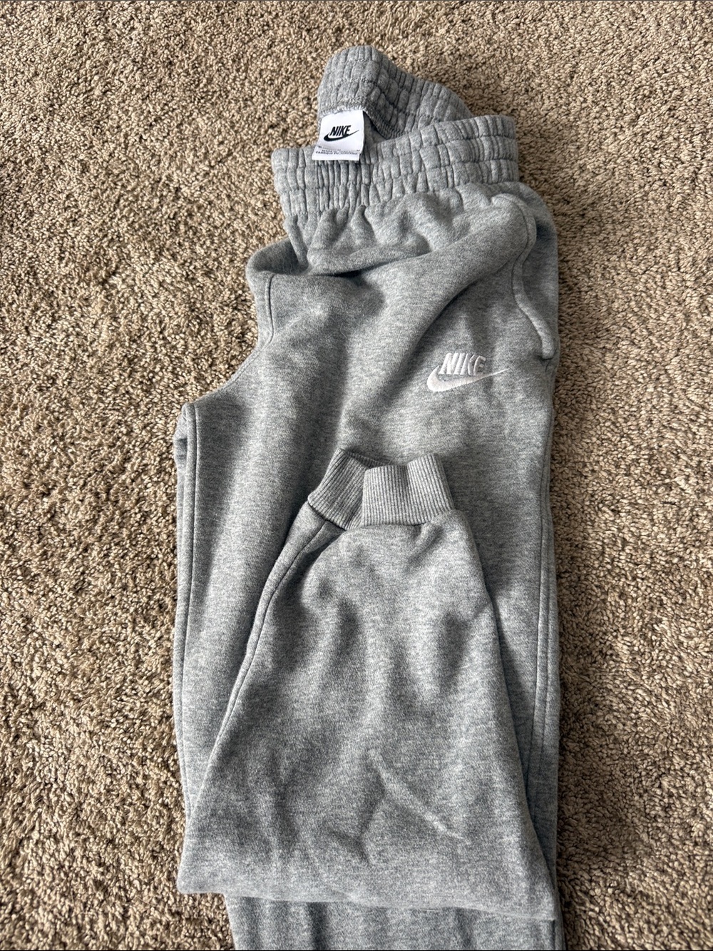 Nike Kids Grey Fleece Joggers with White Logo